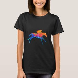 Rennpferd mit Jockey Aquarell. Reitsport T-Shirt