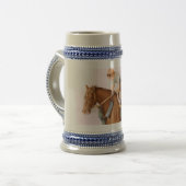 Rennpferd und Jockey Bierglas (Vorderseite Links)