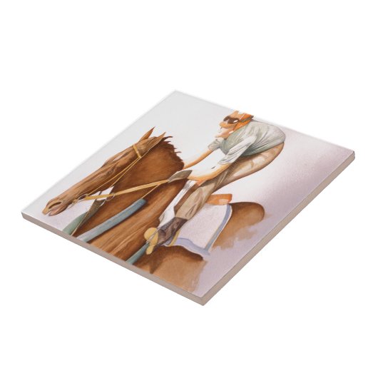 Rennpferd und Jockey Fliese (Seite)