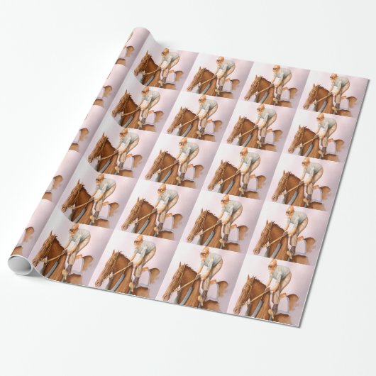 Rennpferd und Jockey Geschenkpapier (Ungerollt)