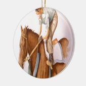 Rennpferd und Jockey Keramikornament (Links)