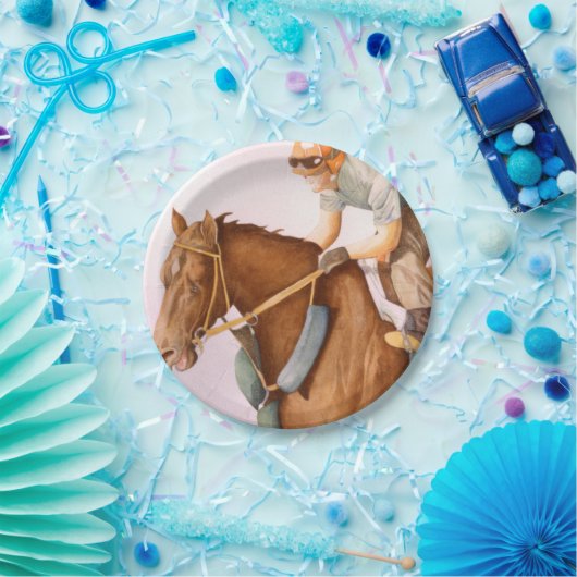 Rennpferd und Jockey Pappteller (Party)