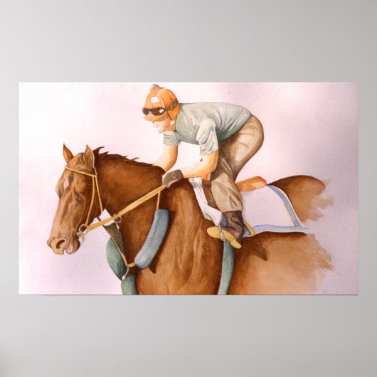 Rennpferd und Jockey Poster (Vorne)