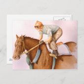 Rennpferd und Jockey Postkarte (Vorne/Hinten)