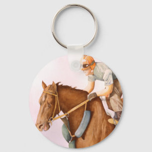 Rennpferd und Jockey Schlüsselanhänger