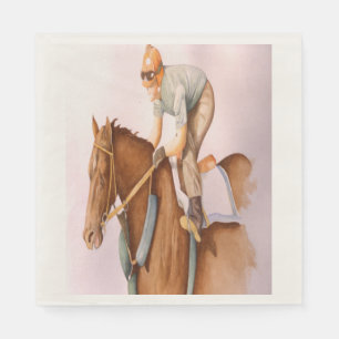 Rennpferd und Jockey Serviette