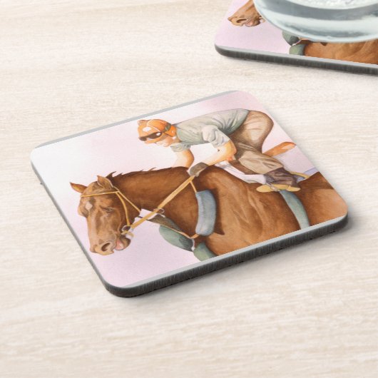 Rennpferd und Jockey Untersetzer (Linke Seite)