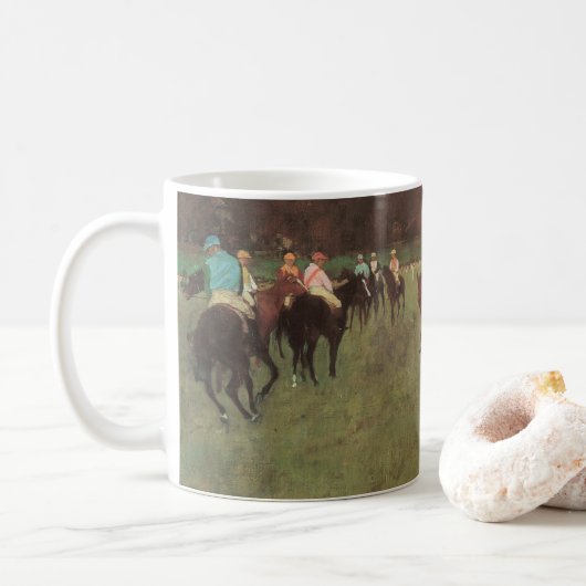 Rennpferde in Longchamp von Edgar Degas Kaffeetasse (Mit Donut)
