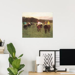 Rennpferde in Longchamp von Edgar Degas Poster