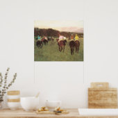 Rennpferde in Longchamp von Edgar Degas Poster (Küche)