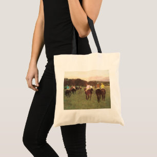 Rennpferde in Longchamp von Edgar Degas Tragetasche