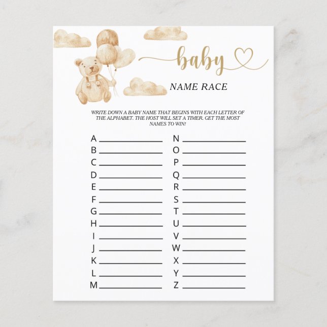 Rennspiel mit Bärenname (Vorderseite)