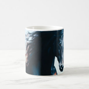 Rennsport Schwarzes Pferd-Porträt Minimalist Kaffeetasse
