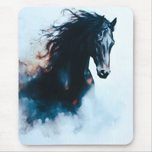 Rennsport Schwarzes Pferd-Porträt Minimalist Mousepad