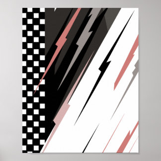 Rennsportdesign in Schwarz und Weiß Poster