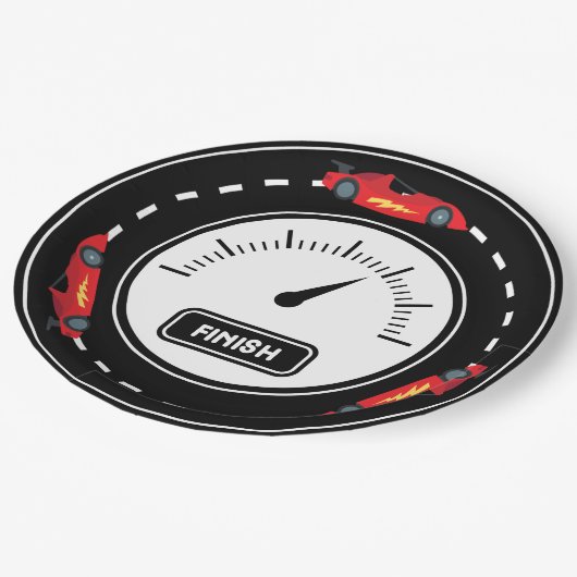 Rennstrecke Geburtstag Pappteller (Schrägansicht)