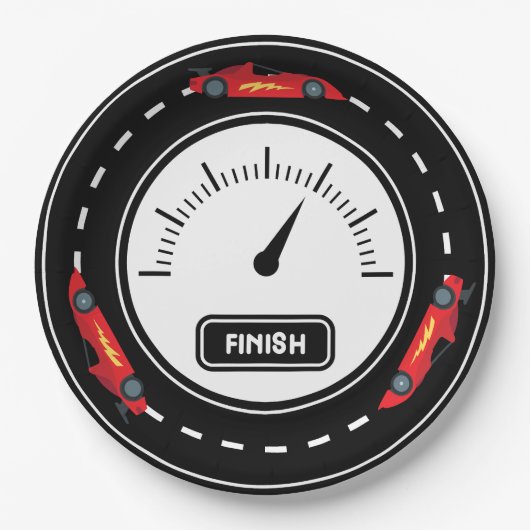 Rennstrecke Geburtstag Pappteller (Vorderseite)