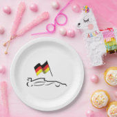 Rennstrecke Zeichnend mit deutscher Flagge Pappteller (Party)