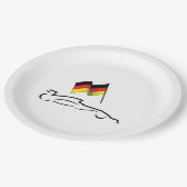 Rennstrecke Zeichnend mit deutscher Flagge Pappteller (Schrägansicht)