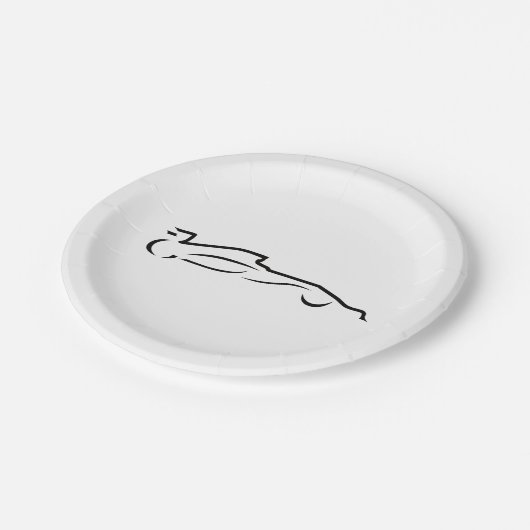 Rennstrecke Zeichnend Silhouette Pappteller (Schrägansicht)