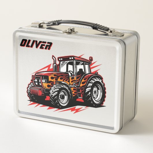 Renntraktor Hot Rod Metall Brotdose (Vorderseite)