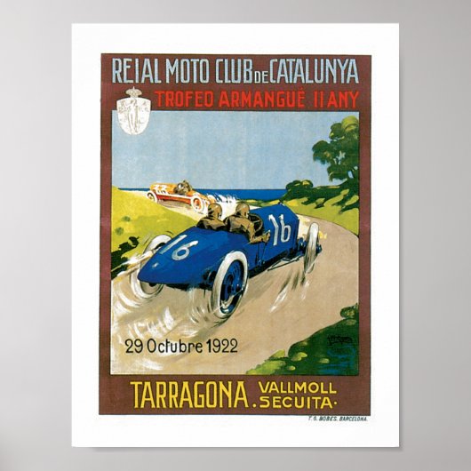 Rennwagen 1922 Vintag Art Print Poster (Vorne)