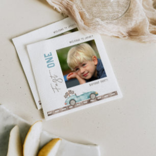 Rennwagen 1. Geburtstag Foto Serviette