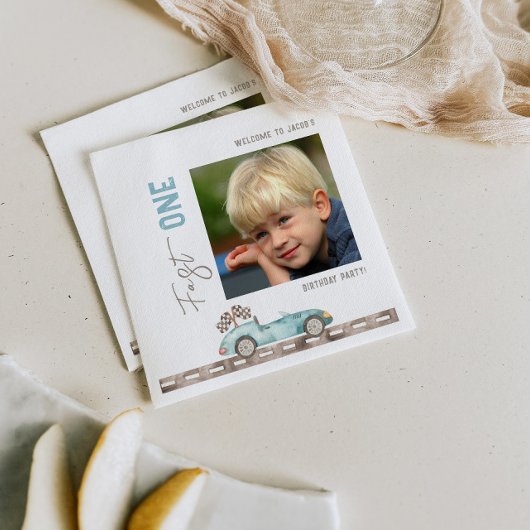 Rennwagen 1. Geburtstag Foto Serviette