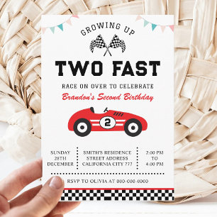 Rennwagen 2. Geburtstag Two Fast Geburtstagsfeier Einladung