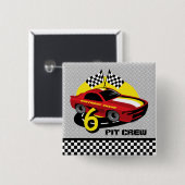 Rennwagen-6. Geburtstags-Knopf Button (Vorne & Hinten)