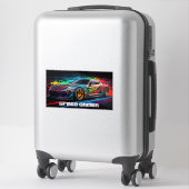 Rennwagen auf Graffiti-Boden zum Gaminieren Aufkleber (Koffer)