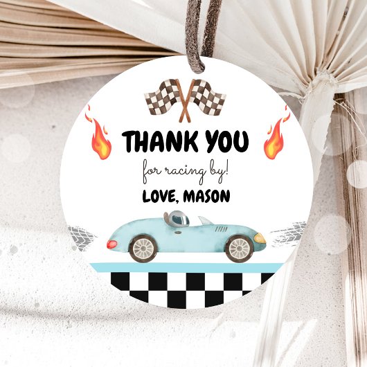 Rennwagen Danke Blue Racing Blue Boy Geburtstag Geschenkanhänger