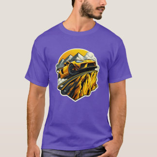 Rennwagen, der einen Berg hinauffährt, lustig T-Shirt