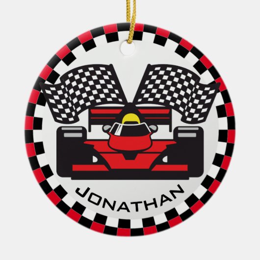 Rennwagen Design Keramik Ornament (Vorne)