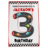 Rennwagen Dritter Geburtstag Kinder Party Mittlere Geschenktüte (Rückseite)