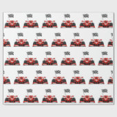 Rennwagen, extremer Cartoon|Hintergrundfarbe Geschenkpapier (Flach)