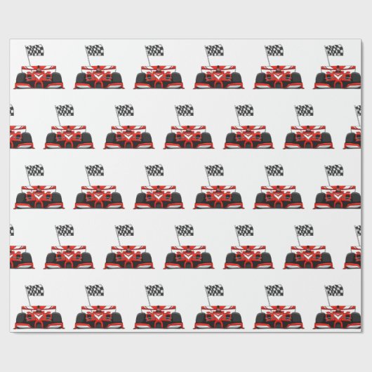 Rennwagen, extremer Cartoon|Hintergrundfarbe Geschenkpapier (Flach)