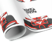 Rennwagen, extremer Cartoon|Hintergrundfarbe Geschenkpapier (Rolleneckpunkt)