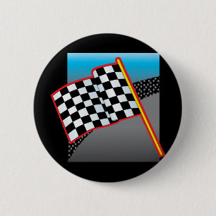 Rennwagen-Flagge Button