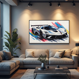 Rennwagen für futuristische Enthusiasten Leinwanddruck