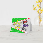 Rennwagen Geburtskarte Karte (Gelbe Blume)