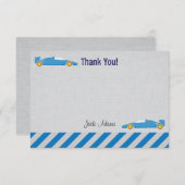 Rennwagen-Geburtstag danken Ihnen zu kardieren Dankeskarte (Vorne/Hinten)