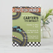 Rennwagen-Geburtstag laden ein Einladung (Stehend Vorderseite)