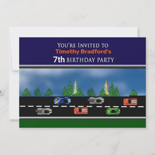 Rennwagen, Geburtstag, Name & Alter einfügen Einladung (Vorderseite)