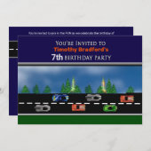 Rennwagen, Geburtstag, Name & Alter einfügen Einladung (Vorne/Hinten)