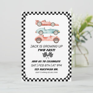 Rennwagen Geburtstag, ZWEI schnell, Oldtimer Einladung