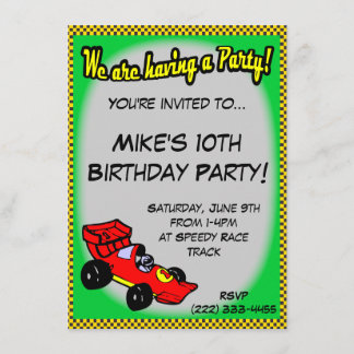 Rennwagen-Geburtstags-Einladungen Einladung