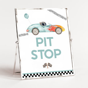 Rennwagen-Geburtstagsfeier-Schild Pit Stop Poster