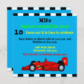 Rennwagen Geburtstagskündigung Einladung (Vorne/Hinten)