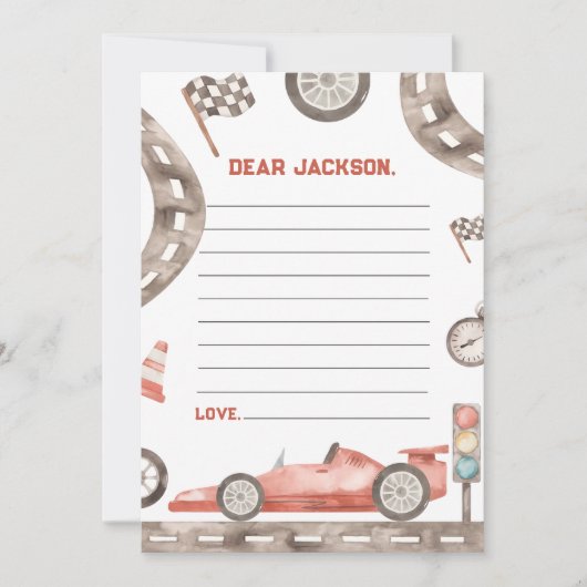 Rennwagen Geburtstagszeit Kapselnotizkarte Dankeskarte (Vorderseite)